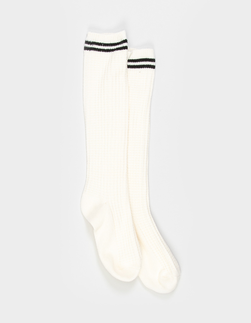 FULL TILT Waffle Stripe Knee High Womens Socks image number 0