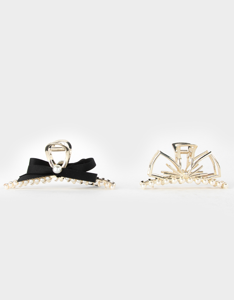 Bow Pearl Claw Hair Clips 2 Pack  image number 1