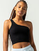 FULL TILT One Shoulder Womens Black Tank image number 1