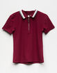Ribbed Zip Front Girls Polo Shirt image number 1