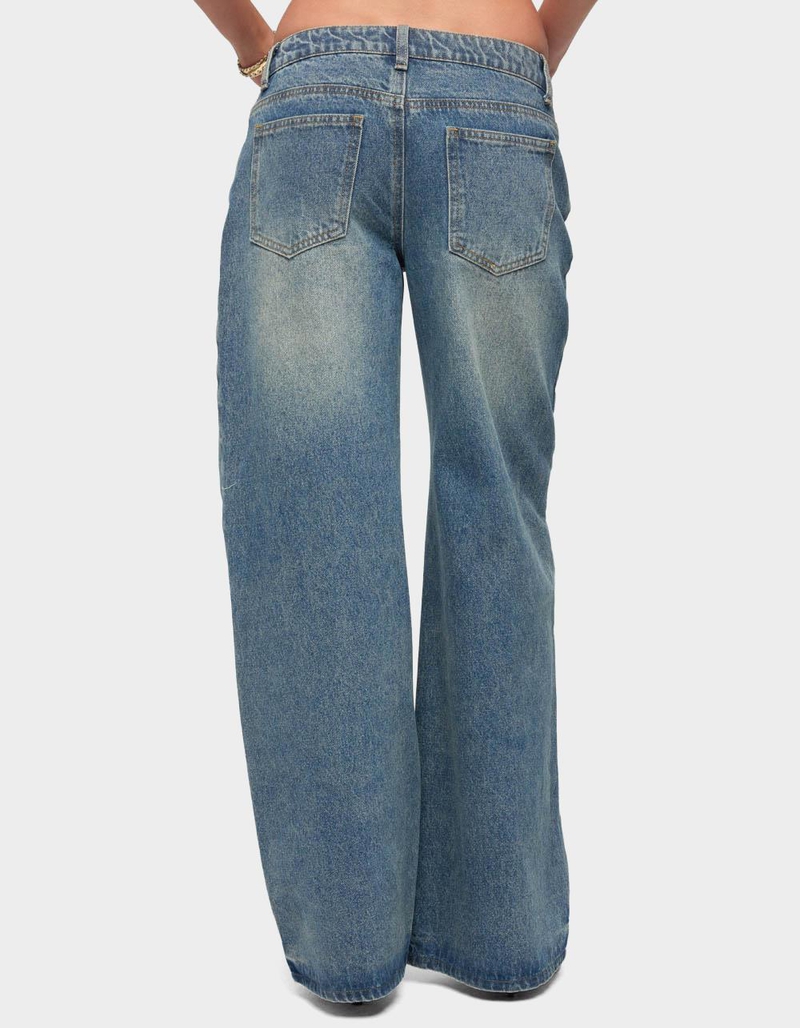 EDIKTED Moxlan Slanted Button Low Rise Baggy Jeans image number 2