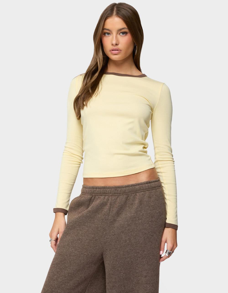 EDIKTED Zander Contrast Long Sleeve Tee image number 0