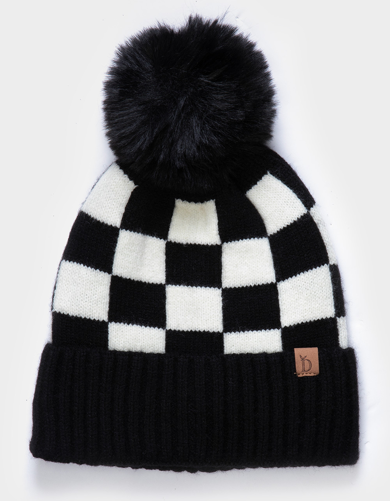 Checkered Pom Womens Beanie image number 0