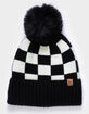 Checkered Pom Womens Beanie image number 1