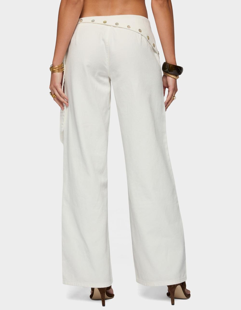 EDIKTED Button Foldover Low Rise Baggy Jeans image number 2