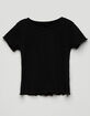 FULL TILT Essential Ribbed Lettuce Edge Girls Black Tee image number 1