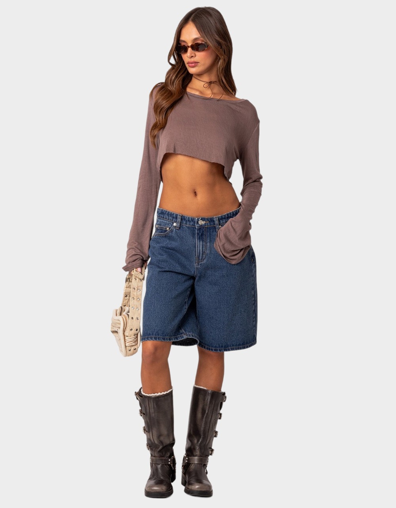 EDIKTED Sheer Raw Hem Crop Top image number 1