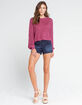 SKY AND SPARROW Knit Balloon Sleeve Womens Berry Sweater image number 4