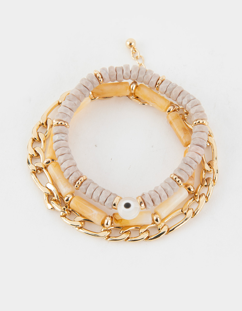 FULL TILT 3 Piece Evil Eye Beaded Bracelet image number 0