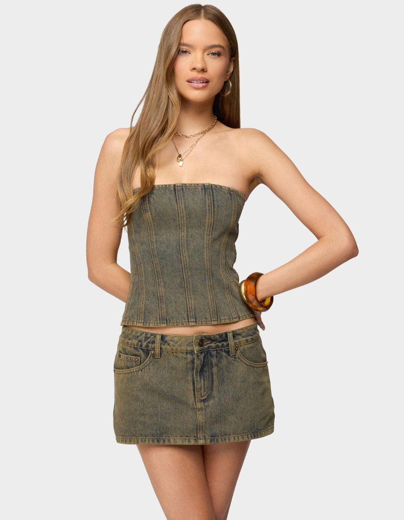 EDIKTED Camelia Strapless Denim Corset image number 0