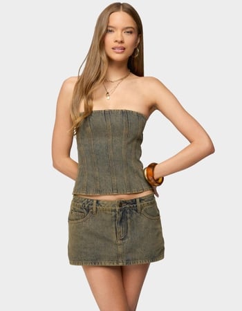 EDIKTED Camelia Strapless Denim Corset Primary Image