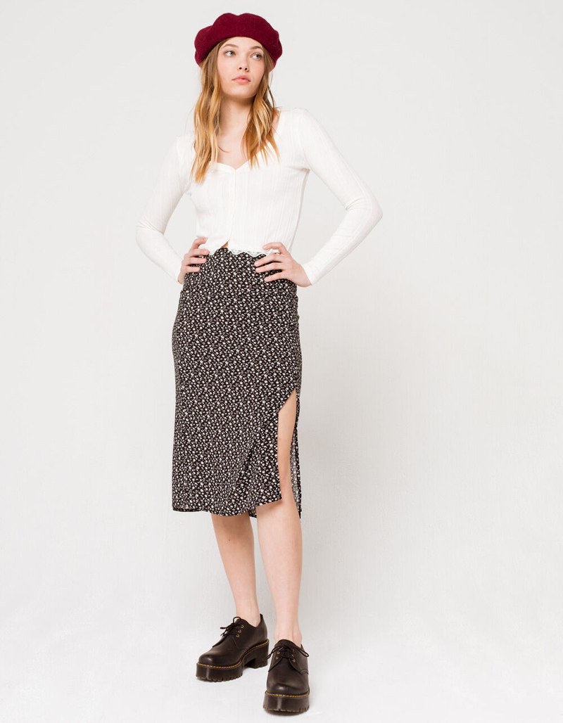 SKY AND SPARROW Floral Womens Midi Skirt image number 4