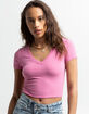 DESTINED Ribbed V-Neck Womens Crop Tee image number 4