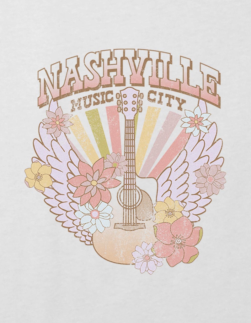 NASHVILLE Music City Guitar Wings Girls Crop Tee image number 1
