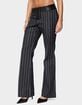 EDIKTED Pinstripe & Faux Leather Low Rise Flared Jeans image number 2