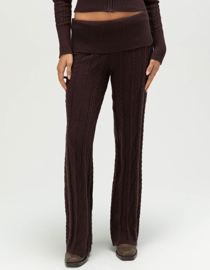 FULL TILT Cable Knit Womens Fold Over Pants image number 0