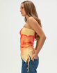 MADDEN GIRL Womens Mesh Floral Asymmetrical Tube Top image number 3