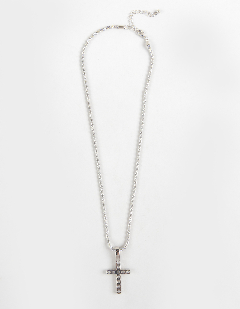 RSQ Iced Cross Rope Chain Necklace image number 0