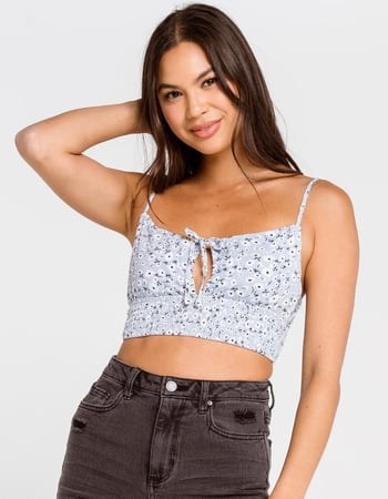 SKY AND SPARROW Keyhole Smocked Womens Cami Primary Image