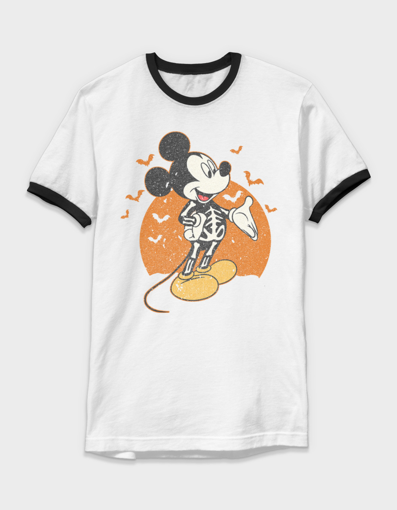 DISNEY Mickey Bats Sunset Unisex Ringer Tee WHT/BLK Tillys
