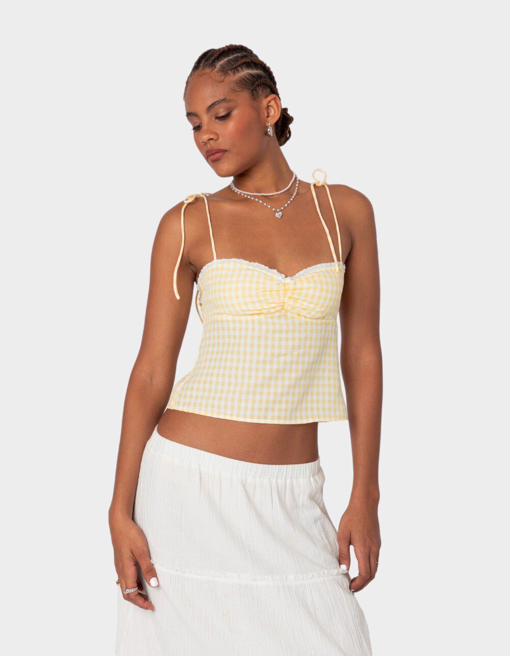 【新品】anuke Backopen Check Tops EDIKTED Billie Open Tie Back Gingham Top - YELLOW | Tillys
