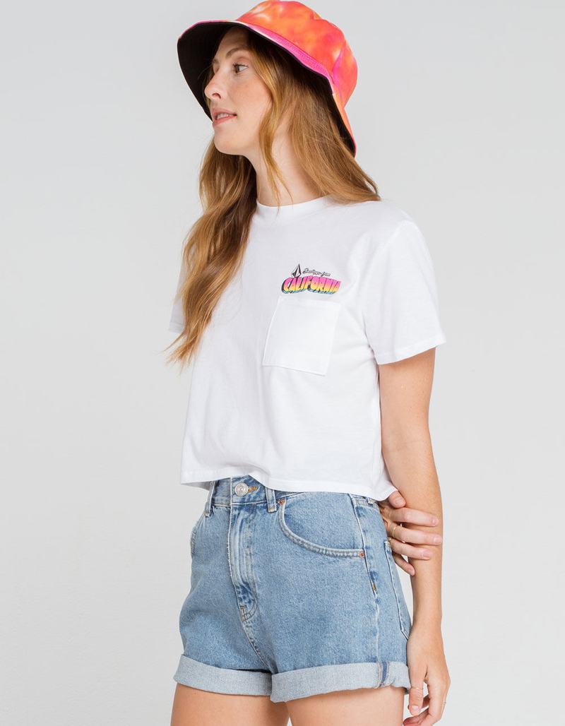 VOLCOM California Womens White Crop Pocket Tee image number 2