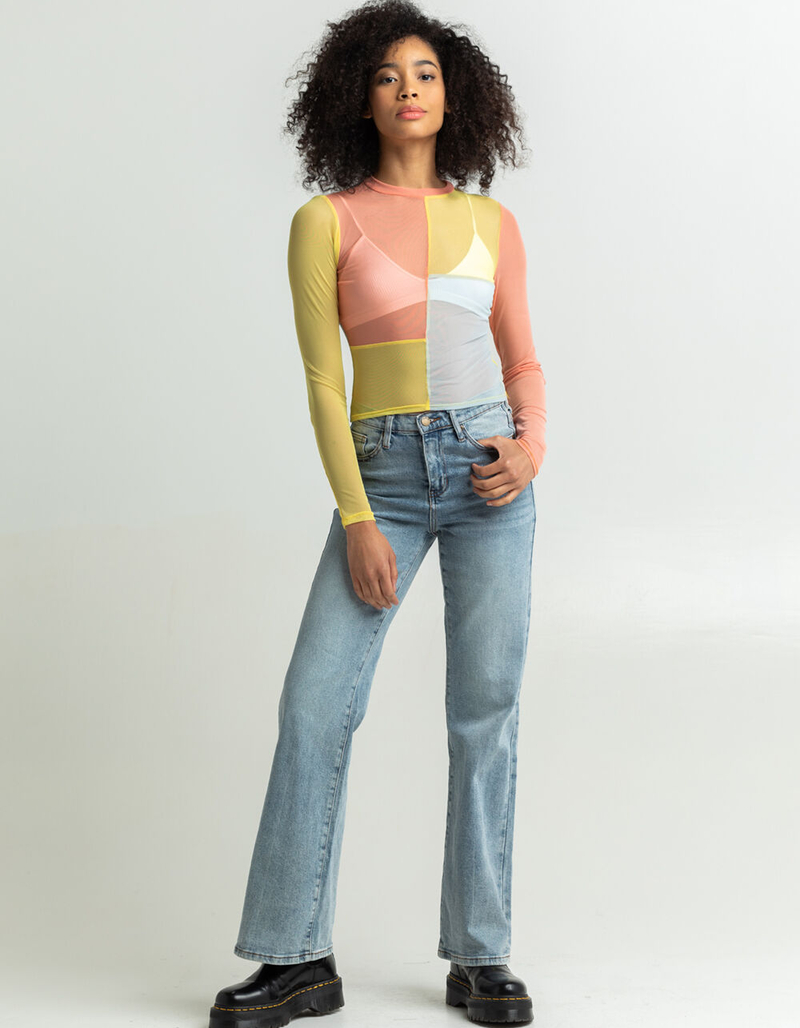 RSQ Womens Solid Blocked Mesh Tee image number 4