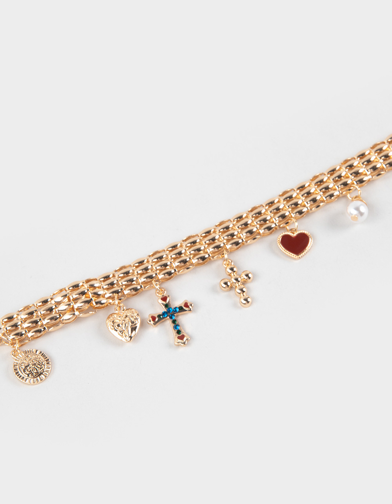 FULL TILT Cross/Heart Multi Charm Bracelet image number 2