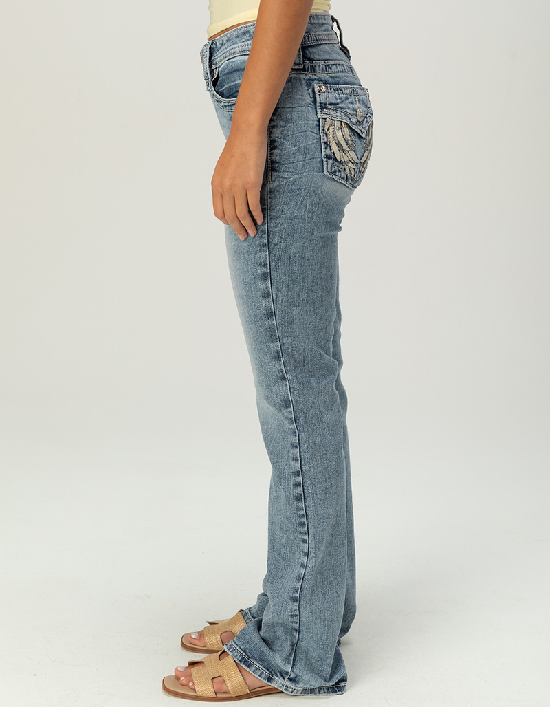 MISS ME Wing Pocket Mid Rise Womens Bootcut Jeans image number 3