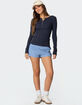 EDIKTED Helaine Waffle Henley Tee image number 2