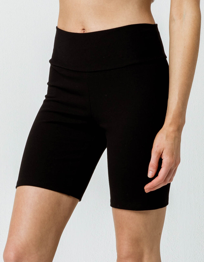 FULL TILT High Waisted Black Womens Biker Shorts image number 1