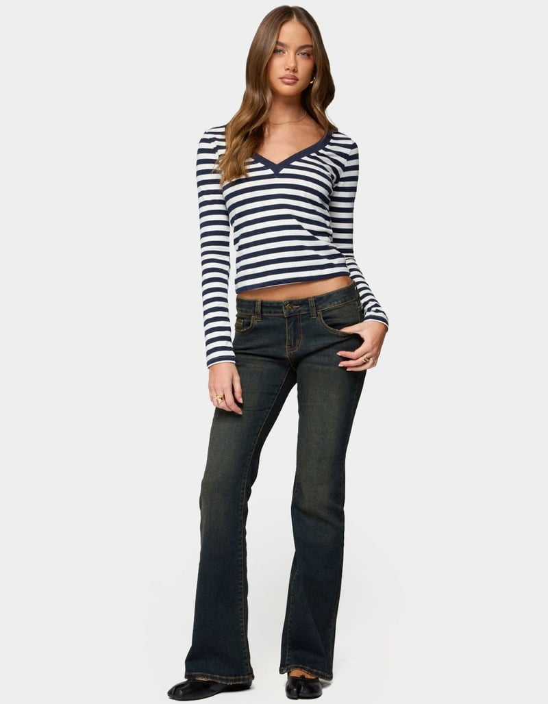 EDIKTED Solly Striped Long Sleeve Tee image number 3