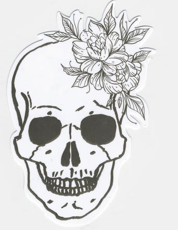 Skeleton Floral Head Sticker Alternative Image