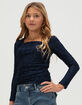 RSQ Floral Ruched Girls Long Sleeve Top image number 1