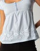 FULL TILT Embroidered Stripe Womens Babydoll Top image number 2