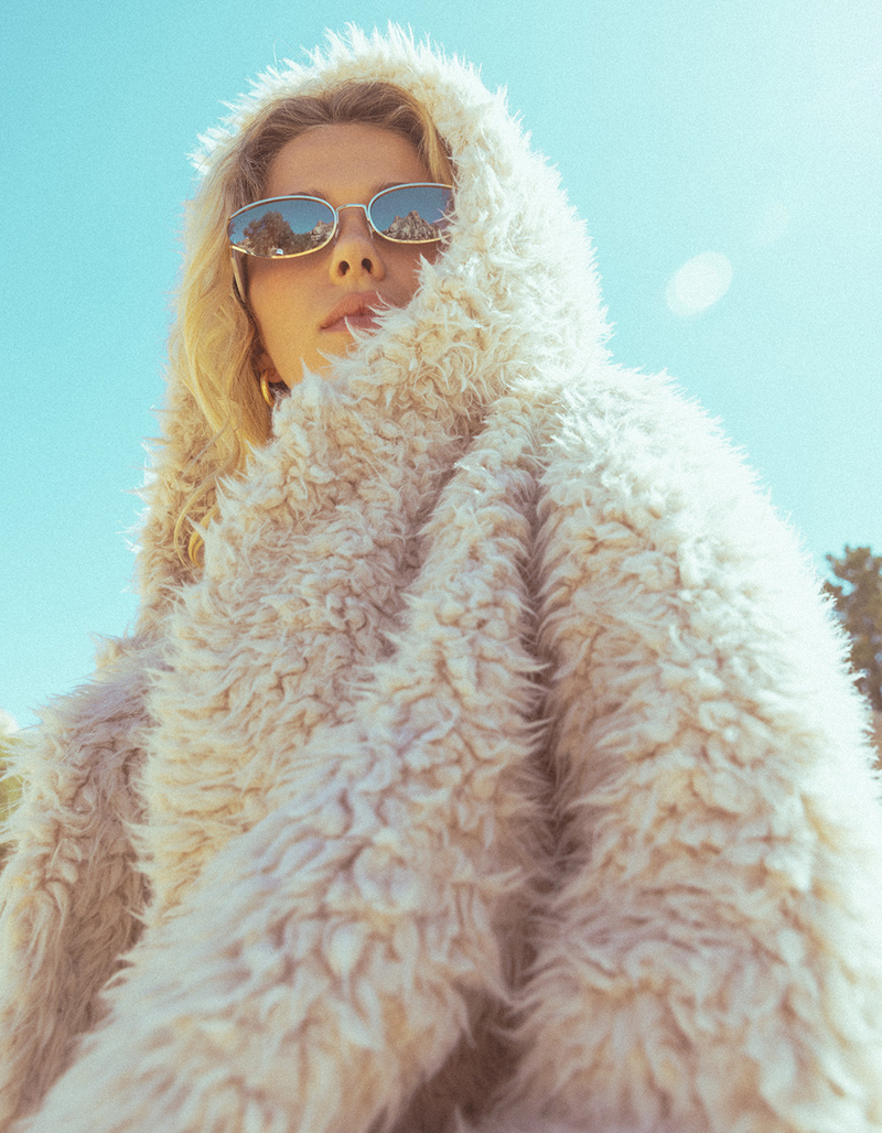 RSQ Womens Long Fur Hooded Jacket image number 4