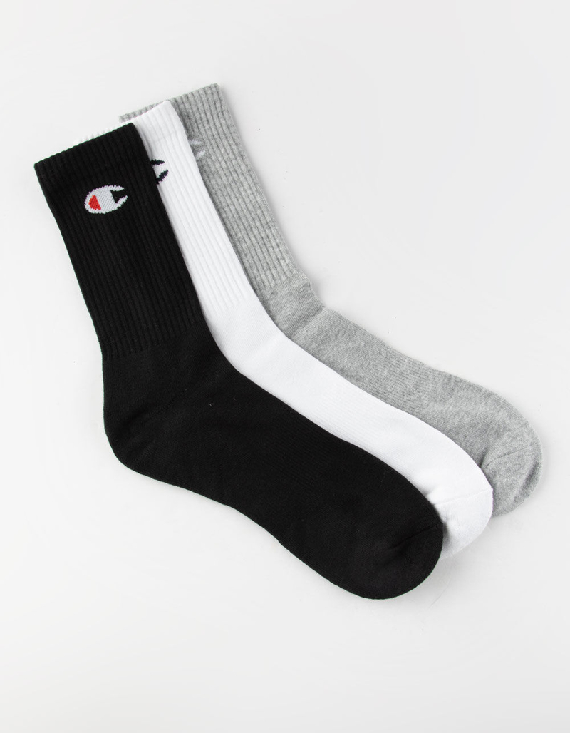 CHAMPION 3 Pack Classic Logo Mens Crew Socks image number 0