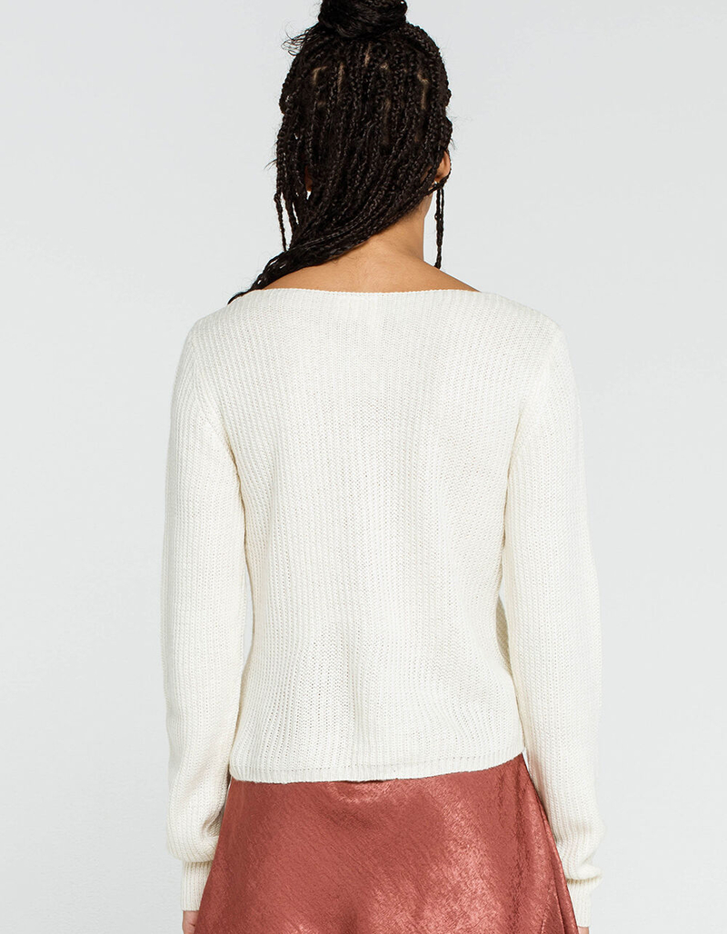 SKY AND SPARROW Cinch Womens Cream Sweater image number 2