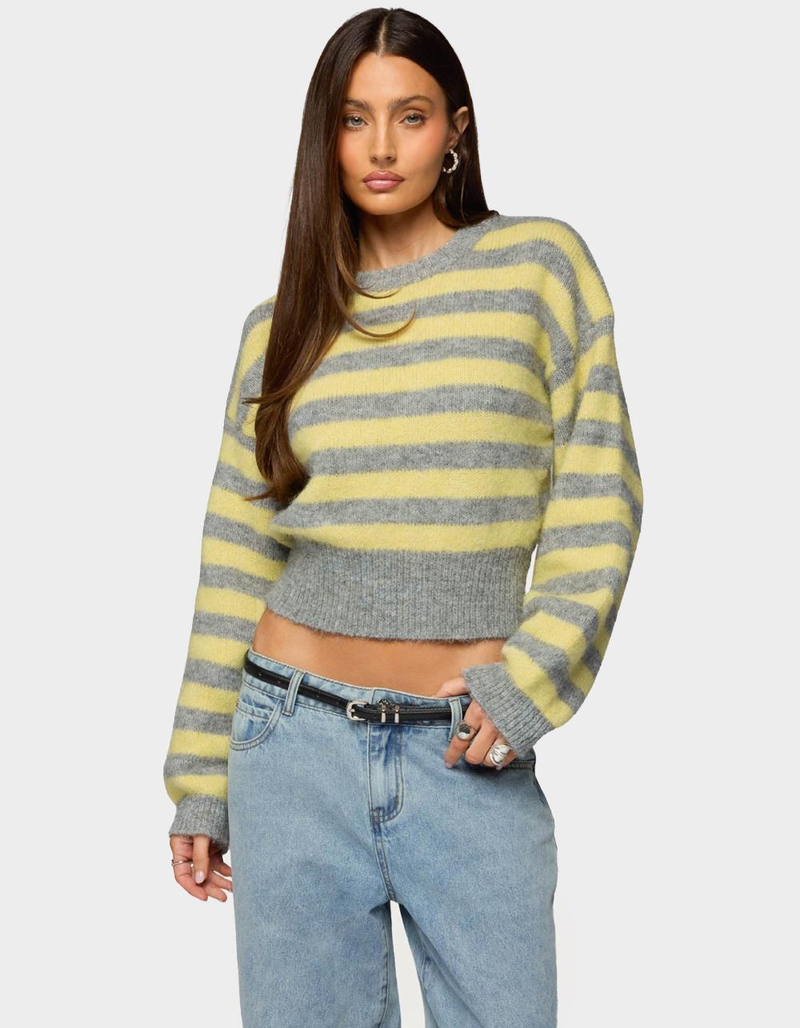 EDIKTED Penelope Fuzzy Striped Sweater image number 0