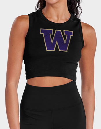 THE UNIVERSITY OF WASHINGTON Distressed Primary Logo Womens Cropped Tank Top Primary Image