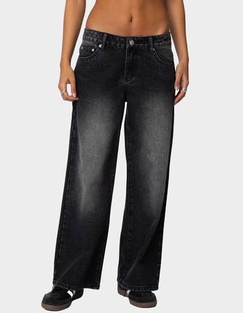 EDIKTED Petite Magda Low Rise Acid Wash Jeans Primary Image