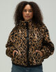 BDG Urban Outfitters Olive Leopard Print Womens Fleece Zip-Up Jacket image number 1