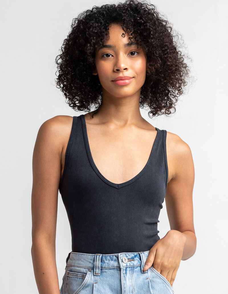 FREE PEOPLE Washed Seamless Graphite Bodysuit image number 0