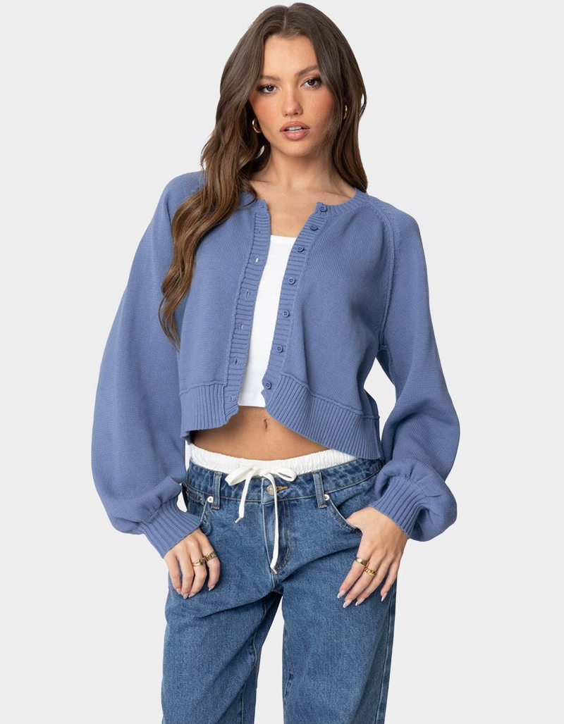 EDIKTED Sammi Puff Sleeve Knit Cardigan image number 0