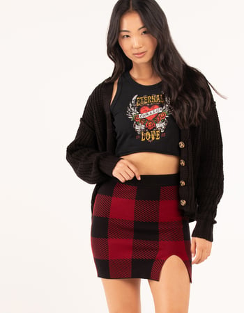 FULL TILT Checker Sweater Skirt Primary Image