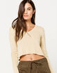 FULL TILT Pointelle V-Neck Womens Crop Sweater image number 1