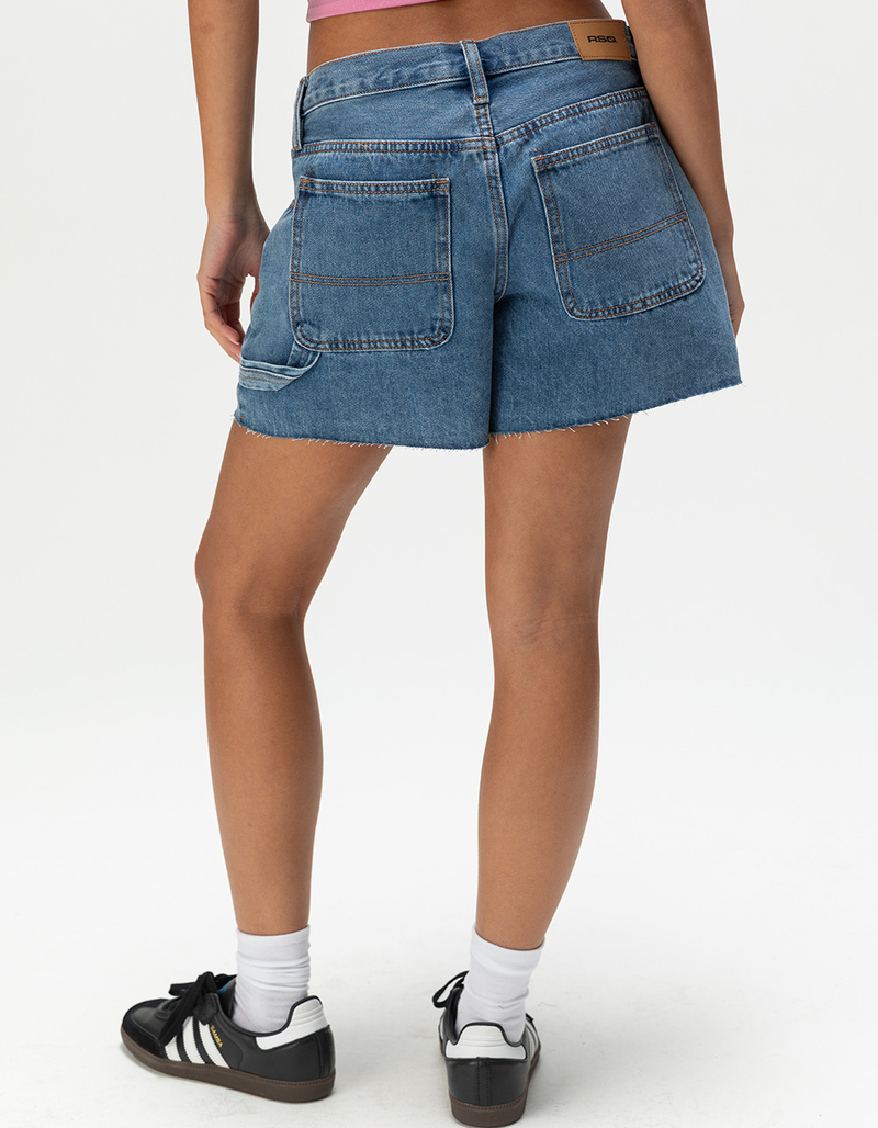 RSQ Womens Low Rise Baggy Carpenter Shorts - MEDIUM WASH