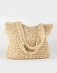 Straw Raffia Fringe Tote image number 2