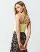 DESTINED Ribbed Empire Waist Yellow Womens Crop Tank Top image number 1
