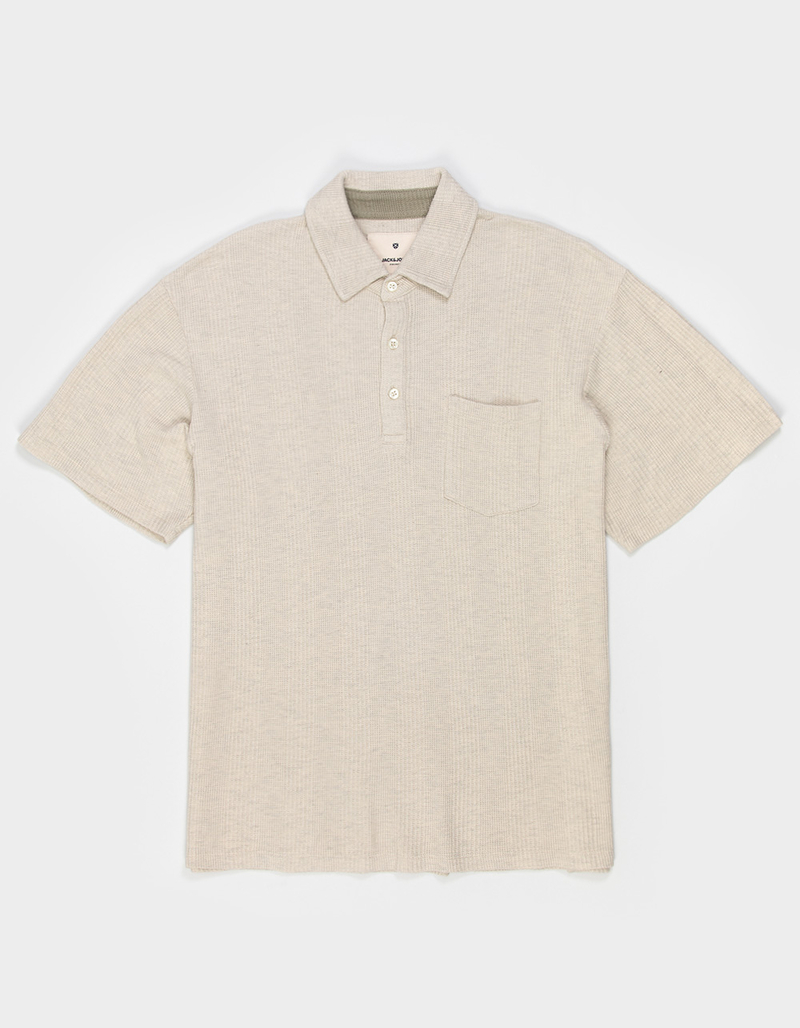 JACK & JONES Blueweston Mens Waffle Polo Shirt OATMEAL Tillys